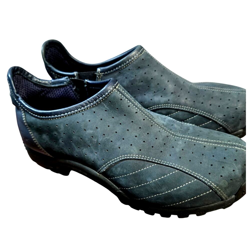 Men's 9 Leather Gray Casual Shoe Loafers Slip On No Laces